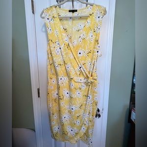Banana Republic Yellow Print Surplice Wrap Dress Size XL